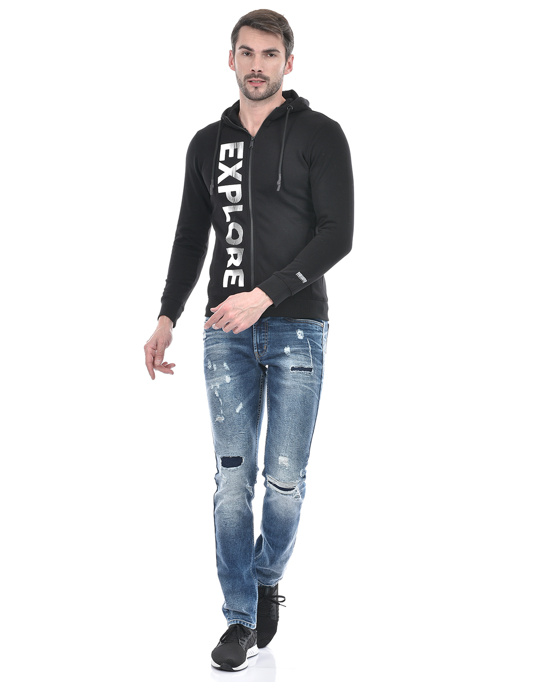 Numero Uno Men Abstract Black Sweat Shirt